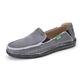 Classic Slip On Shoes for Men, Canvas Slip Resistant Work Shoes for Men, Retro Mens Casual Shoes, Barefoot Walking Shoes, Daily Driving Loafers (Color : Grey, Size : 7.5 UK)