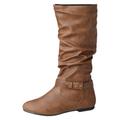 Wedding Gifts Leather Boots for Women Knee High Sexy Ladies Fashion Tassel Rhinestone Boots Pointed Toe Chunky High Heel Boots Knee High Boots for Women No Heel Shoe For Women UK Size (sd3-Brown, 6.5)