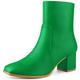 Allegra K Women's Square Toe Side Zip Block Heel Ankle Boots, Grass Green, 6 UK
