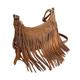 WEVRMQDY Handbags & Shoulder Bags Women’S Fringed Leather Shoulder Bag Soft Ethnic Style Pu Messenger Bag Zipper Large Retro Handbag Totes Bag-Light Brown