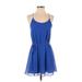 Naked Zebra Casual Dress - A-Line: Blue Solid Dresses - Women's Size Small