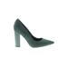 Nine West Heels: Slip On Chunky Heel Cocktail Party Green Print Shoes - Women's Size 9 1/2 - Pointed Toe