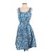 Calvin Klein Casual Dress - A-Line: Blue Plaid Dresses - Women's Size 2