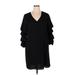 Everly Casual Dress - Shift V Neck Short sleeves: Black Solid Dresses - Women's Size X-Large