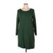 J.Jill Casual Dress - Sweater Dress Scoop Neck 3/4 sleeves: Green Solid Dresses - Women's Size X-Large Petite