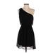 Lush Casual Dress - Mini One Shoulder Sleeveless: Black Print Dresses - Women's Size Small