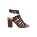 Vince Camuto Heels: Strappy Chunky Heel Boho Chic Brown Solid Shoes - Women's Size 9 - Open Toe