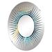 Design Art Blue & Teal Parrot Feathers I - Starburst Decorative Mirror Oval, Crystal in White | 35.4 H x 23.6 W x 0.24 D in | Wayfair