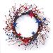 The Holiday Aisle® 20 Inch Lighted Handcrafted Faux Lighted Red White Blue Berry Wreath /Twig in Blue/Brown/Red | 20 H x 20 W x 7 D in | Wayfair