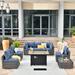 Red Barrel Studio® Aliva 6 - Person Outdoor Seating Group w/ Cushions in Blue | 25.2 H x 82.67 W x 29.13 D in | Wayfair