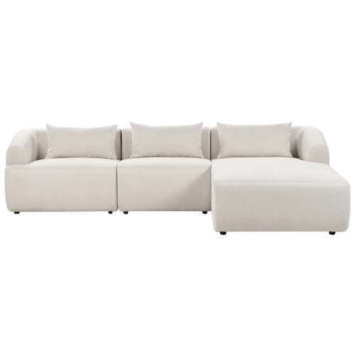 Ecksofa Hellbeige Stoffbezug L-förmig 3-Sitzer Sofa mit Chaiselongue Links Wohnzimmermöbel Modern Wohnzimmer Ausstattung Wohnecke Sitzecke