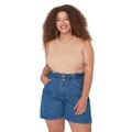 Trendyol Damen Women High Waist Wide Leg Plus Size Shorts & Bermuda Pants, Blue, 50