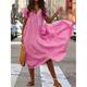 Robe casual Robe Évasée Robe Trapèze Femme robe longue Ruché Plein Air Vacances Rendez-vous Vêtement de rue Maxi Col V Manche Courte Ample Jaune Rose Claire Fuchsia S M L XL 2XL