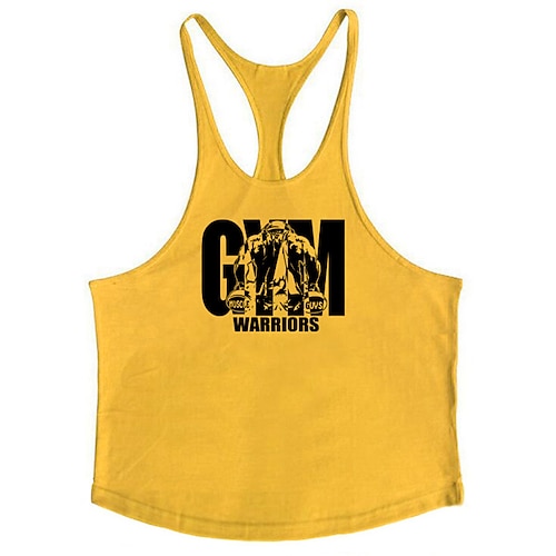 Homme Graphique Lettre Débardeur Sous-Vêtements Débardeur dos nageur Sans manches T-shirt Col en U Chemise Mode Muscle Débardeur d'entraînement Vacances Sport Quotidien Noir Blanche Jaune Été