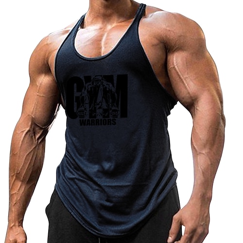 Homme Graphique Lettre Débardeur Sous-Vêtements Débardeur dos nageur Sans manches T-shirt Col en U Chemise Mode Muscle Débardeur d'entraînement Vacances Sport Quotidien Noir Blanche Jaune Été