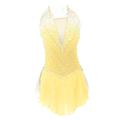 Robe de Patinage Artistique Femme Fille Patinage Robes Tenue Violet claire Rose clair Jaune et jaune Dos ouvert Spandex Micro-élastique Entraînement Tenue de Patinage Fait à la main Classique Cristal