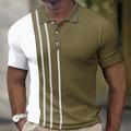 Homme Polo gaufré Tee Shirt Golf Travail Plein Air Col polo Classique Manche Courte Mode Décontractées Rayé Bouton devant Eté Printemps Printemps été Standard Noir Vert Véronèse Bleu Gris Claire Polo