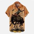 Homme Chemise Chemise hawaïenne Chemises hawaïennes vintage Imprimés Photos Rétro Vintage Cowboy Col rabattu Blanche Jaune Marron Beige Gris Extérieur Plein Air Manches courtes Bouton bas Imprimer