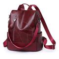 Femme sac à dos Sac d'Ecole Cartable Mini sac à dos sac à dos Ecole Extérieur du quotidien Couleur unie faux cuir Grande Capacité Etanche Poids Léger Fermeture Noir Rouge Marron