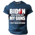 Graphic Biden n'aura jamais mes armes du quotidien Décontractées Style de rue Homme 3D effet T shirt Tee Sport extérieur Vacances Sortie T-shirt Noir Vert Véronèse Bleu de minuit Manche Courte Col