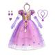 Raiponce Conte de Fée Princesse Sofia Robe de demoiselle d'honneur Costume de soirée à thème Robes en tulle Fille Cosplay de Film Cosplay Halloween Violet Halloween Carnaval Mascarade Mariage robe