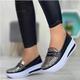 Femme Basket Slip-Ons Grandes Tailles Baskets à enfiler Couleur Pleine Talon Plat Sportif Cuir PU Mocassins Noir Argent Champagne