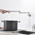 robinet de cuisine remplisseur de pot nickel brossé, évier pliable seulement robinets d'eau froide, montage mural en laiton robinet de cuisine pot de remplissage pliant double bras oscillant monotrou 2 poignées