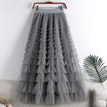 Femme Jupe Tutu Jupe longue Maxi Jupes Plissé Patchwork Multirang Couleur Pleine Soirée Halloween Printemps Automne Polyester Longue Princesse Eté Noir Blanche Vert Claire Rose Claire