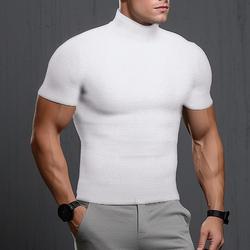 Homme T-shirt Manches courtes Col roulé Été Uni Bande de Fosse Mode Designer Basique Vacances Rue Sortir Noir Blanche Kaki T-shirt haut de gamme pour homme