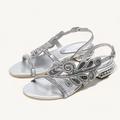 Femme Sandales Chaussures habillées Paillettes de cristal scintillantes ornées de bijoux Chaussures scintillantes Mariage Soirée Sandales de mariage Strass Cristal Talon bloc Talon Plat Bout ouvert