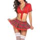 Ensemble de lingerie uniforme étudiant pour femmes tenues de lingerie deux pièces lingerie sexy en dentelle avec haut à nouer et mini jupe plissée costume sexy d'Halloween mardi gras