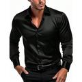 Homme Chemise Chemise en satin Chemise boutonnée Chemise décontractée Noir Blanche Vin bleu marine Vert manche longue Plein Revers du quotidien Vacances Vêtement Tenue Satin Mode Décontractées