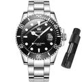 OLEVS Montres à Quartz pour Hommes Marque de Luxe Affaires Étanches Lumineuses Grand Cadran Montres de Poignet Sport Montre en Acier Inoxydable