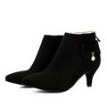 Femme Bottes Bottes à talons du quotidien Couleur Pleine Bottines Bottines Hiver Noeud Talon de chaton Bout pointu Minimalisme Cuir Nubuck Faux suède Fermeture Amande Noir Rose