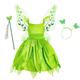 Fée Clochette Conte de Fée Princesse Tiana Robe de demoiselle d'honneur Costume de soirée à thème Ensemble d'accessoires Fille Cosplay de Film Cosplay Halloween Vert Halloween Carnaval Mascarade