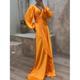 robe longue Femme robe noire manche longue Printemps Automne Hiver - Mode Soirée Moderne Multirang Nœud devant Couleur monochrome Col V 2023 Orange S M L XL XXL 3XL