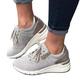 Femme Basket Grandes Tailles Extérieur du quotidien Bloc de couleur Lacet Talon Plat Bout pointu Sportif Décontractées Minimalisme Course à Pied Chaussures de tennis Marche Faux Cuir Lacet Gris fonc