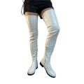 Femme Bottes Allez Allez Bottes Soirée du quotidien Cuissardes Hiver Talon bloc Bout rond Mode Sexy Polyuréthane Fermeture Noir Blanche Rouge clair