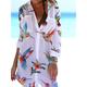 Femme Robe chemise Vêtement couvrant Vêtements de plage Mini robe Poche Imprimer Mode Décontractées Floral Col rabattu Manches 3/4 Ample Extérieur du quotidien Blanche Jaune 2023 Eté Printemps S M L