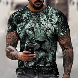 Homme Animal Lion T-shirt T-shirt graphique Manche Courte T-shirt Impression 3D Col ras du cou Chemise Designer Basique Coupe Ajustée Occasionnel Quotidien Week-end Violet Dorée Vert Été Vêtement