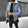 Homme Veste d'Hiver Veste sherpa Veste en jean Veste Jean Plein Air du quotidien Coupe Vent Chaud Poche Hiver Couleur unie Sportif Décontractées Col rabattu Normal Noir Bleu de minuit Bleu clair Veste