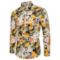 Homme Chemise Floral Rétro Vintage Coloré Col rabattu Jaune Rose Claire Vin Rouge Violet Soirée Vacances manche longue Imprimer Vêtement Tenue Design Style Ethnique Rétro Vintage basique