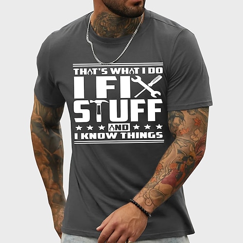 Homme Grande Taille Grande hauteur T shirt Tee Tee T-shirt Graphique Ras du cou Noir Blanche bleu marine Manches courtes Extérieur Sortie Imprimer Lettre Vêtement Tenue Mélange de Coton Vêtement de