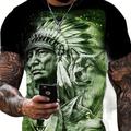Homme Graphique Tribal T-shirt Manche Courte T-shirt Impression 3D Col ras du cou Chemise ancien Mode Designer Extérieur Quotidien Sports Bleu Violet Marron Printemps Été Vêtement Tenue S M L XL