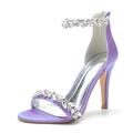 Femme Chaussures de mariage Sandales Chaussures bling-bling Chaussures scintillantes Chaussures de mariée Cristal Talon Aiguille Bout pointu Minimalisme Satin Fermeture Vert et Bleu Noir Blanche