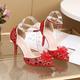 chaussures de mariage pour mariée demoiselle d'honneur femmes bout fermé bout pointu argent bleu coloré pu pompes avec strass cristal talon aiguille bride à la cheville fête de mariage saint valentin élégant classique luxueux