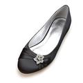 Femme Chaussures de mariage Paillettes de cristal scintillantes ornées de bijoux Chaussures de mariée Strass Fleur de satin Ruban Talon Plat Bout rond Ballerine Satin Noir Blanche Ivoire