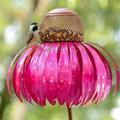 Mangeoire à oiseaux à fleurs en plein air, décoration de printemps 78 cm de hauteur mangeoire à oiseaux à fleurs en métal suspendue mangeoire à colibris jardin fournitures pour oiseaux en métal extérieur alimentation pour oiseaux de compagnie...