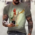 T-shirt drôle à manches courtes pour le jour des anciens combattants Patriote Américain T-shirt animal bière poulet imprimé 3D col rond mode classique décontractée extérieure blanche verte rouge