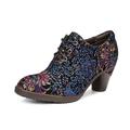 Femme Chaussures à Talons Escarpins Grandes Tailles Chaussures faites à la main du quotidien Floral Broderie Fermeture Fleur Talon Plat Bout pointu Rétro Vintage Décontractées Confort Cuir Fermeture